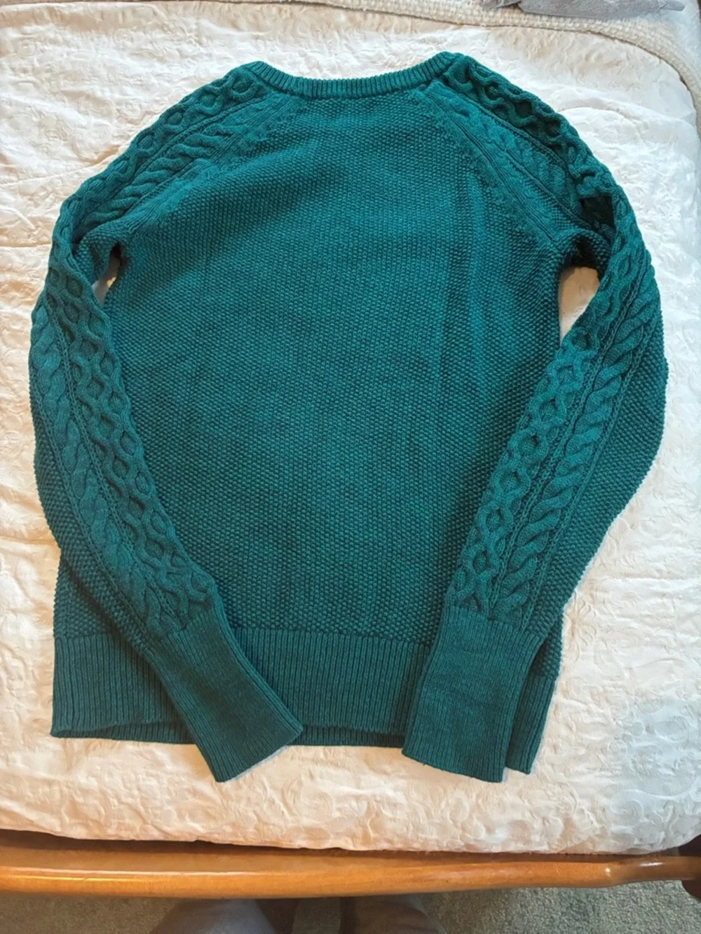 GAP Women's Teal Cable Knit Crewneck Sweater - Picture 5 of 6